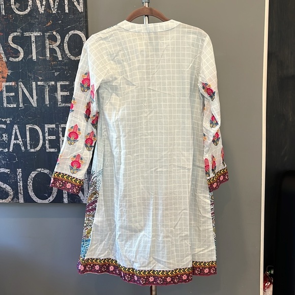🇪🇸🥑Khaadi Embroidered Cotton Kurti | White Pink Paisley Floral Cambric Tunic | 6 - Picture 7 of 9